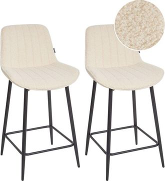Beliani Set of 2 Bar Chairs DUBROVNIK Boucle Light Beige