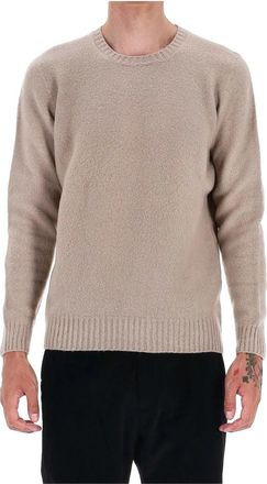 Drumohr Beige Wollen Trui - Heren - Ronde hals truien - Beige - L - Wol - Truien & Vesten
