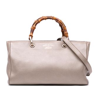Gucci Pre-owned Womens Bamboo Daily Top Handle Bag - Silver Leather - One Size