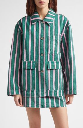Marimekko Piccolo Stripe Jacket in Green Pink at Nordstrom, Size Xx-Small