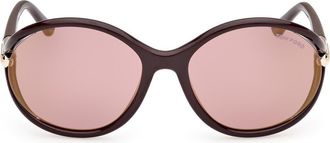 Tom Ford Melody 59mm Round Sunglasses in Shiny Dark Brown /Gradient at Nordstrom Rack