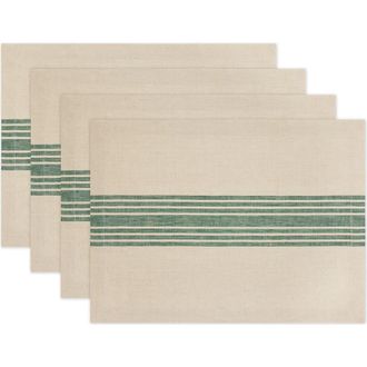 Solino Home Linen Placemats Set of 4, 14 x 19 Inch for Dining Table, Holiday and Everyday Table Decor - Farmhouse in Green And Natural at Nordstrom