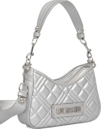 Love Moschino Borsa a spalla con placca logo - Argento