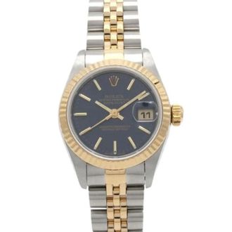 Rolex Pre-owned Datejust Stainless Steel Yellow Gold - Dames - Vintage Horloges - Blauw - ONE Size - Vintage