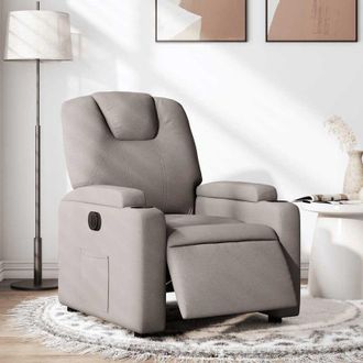 vidaXL Sill&oacute;n Reclinable El&eacute;ctrico Tela Gris Taup&eacute; Vidaxl