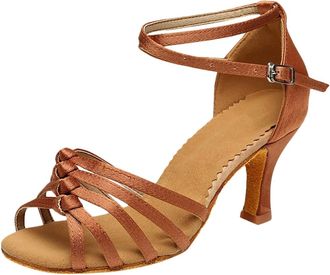 Generic Casual Summer Sandals for Women Girl 2024 New Sandals For Womens Lace Up Latin Dance High Heels Shoes Rhinestone Heeled Ballroom Tango Party Sequin Da