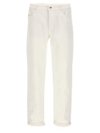 Brunello Cucinelli Traditional Fit Jeans Bianco-Uomo