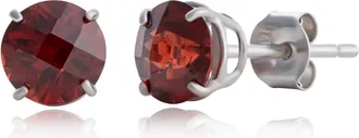 MAX + STONE 10k Yellow or White Gold 6mm Round Checkerboard Cut Gemstone Stud Earrings