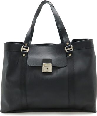 Bulgari Millerighe Black Pvc Leather Tote Bag (Pre-Owned)