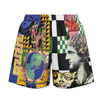 Versace Badmode, Heren, Veelkleurig, S, Polyester, Medusa Collage Print Zwemshorts