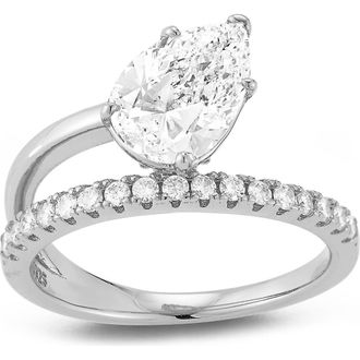 Glaze Jewelry Pear Cut Moissanite Asymmetric Band Ring in Silver at Nordstrom Rack, Size 9