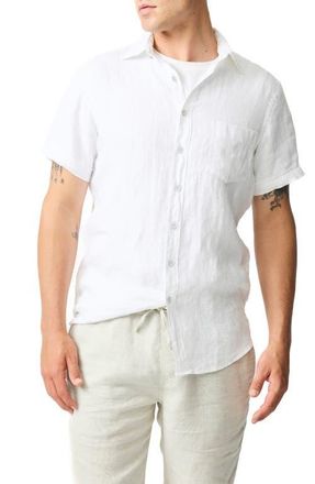 Rodd & Gunn Palm Beach Sports Fit Short Sleeve Linen Button-Up Shirt in Snow at Nordstrom, Size Xxx-Large