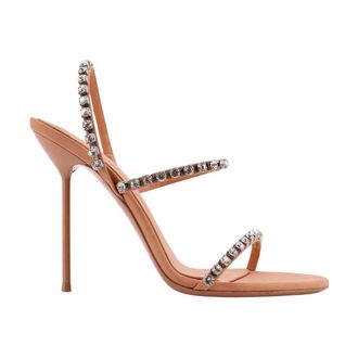 PARIS TEXAS High Heel Sandals, female, Beige, Size: 7 1/2 US Lidia Satin Sandal