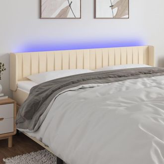 vidaXL Cabecero Con Led De Tela Crema 163x16x78/88 Cm Vidaxl