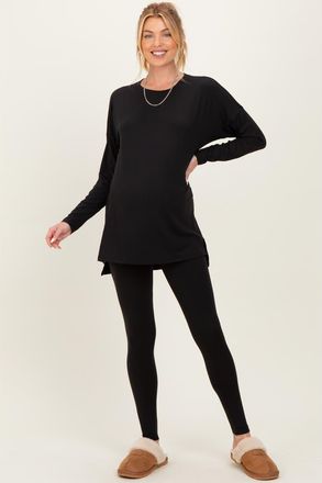 Pinkblush Brushed Knit Oversized Top and Legging Set in Black at Nordstrom, Size X-Large
