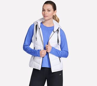 Skechers Steppweste SKECHERS SKECHERS PERFORMANCE ELITE HOODED VEST, Damen, Gr. XXL, wei&szlig;, Obermaterial: 100% Polyester, Westen Steppweste