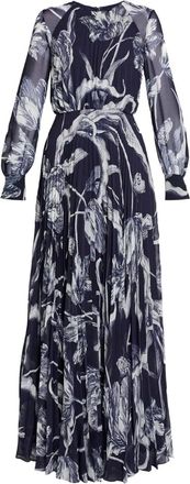 Erdem Maxi-jurk met bloemenprint - Blauw