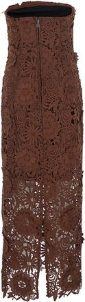 Rotate Womens Midi Dress Brown Tech Fabric Polyester