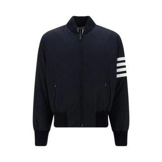 Thom Browne Heren, Jassen, Blauw, Maat: L Poliester