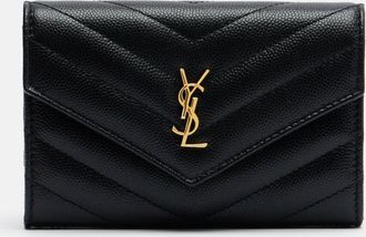 Saint Laurent Cartera Cassandre de piel acolchada