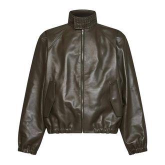 Bottega Veneta Jassen, Heren, Groen, L, Leer, Leren Blouson