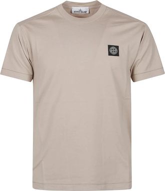 Stone Island Logo T-Shirt - Heren - T-shirts - Beige - 2XL - Tops