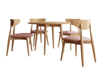 Mirjan24 Conjunto De Mesas Y Sillas Para Comedor Racine 124, Magic Velvet 2258 + Marr&oacute;n, 76x0x0cm, Di&aacute;metro: 100, N&uacute;mero De Asientos: 4, Estilo: Contemporary