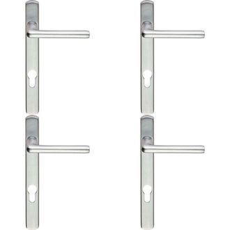 Loops 4x PAIR Straight Lever on Narrow Euro Lock Backplate 220 x 26mm Satin Chrome