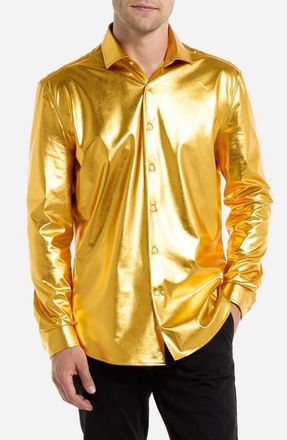OppoSuits Groovy Gold Modern Tailored Fit Button-Up Shirt at Nordstrom, Size Xxx-Large