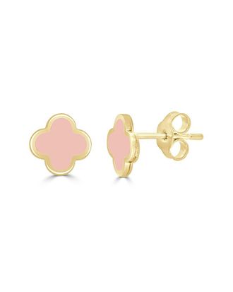 Italian Gold, Inc 14K Light Pink Agate Clover Earrings