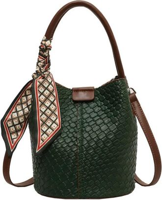 Generic NYSDM Fashionable Womens Bucket Bag Stylish Solid Color Woven Effect Handbag Shoulder Crossbody Can Be Carried By Hand
