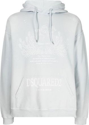Dsquared2 logo-print hoodie - men - Cotton - L - Grey