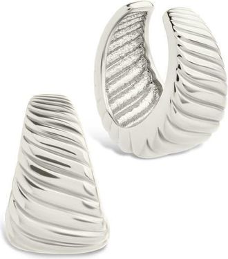 Sterling Forever Beth Twisted Croissant Ear Cuffs in Silver at Nordstrom
