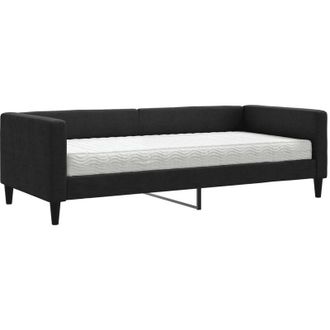 vidaXL Sof&aacute; Cama Con Colch&oacute;n Tela Negro 90x190 Cm Vidaxl