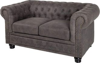 Global Interiors 2-Sitzer Sofa New Chesterfield Vintage - Grau/Taupe