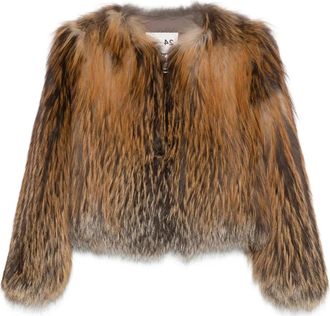 Manzoni24 crew-neck fur jacket - Brown