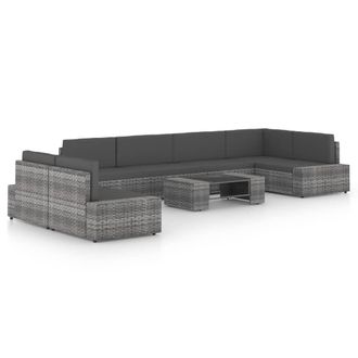 vidaXL Juego Muebles De Jard&iacute;n 8 Pzas Y Cojines Rat&aacute;n Sint&eacute;tico Gris Vidaxl