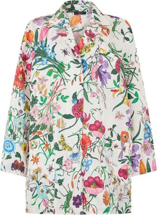 Gucci Zijden Blouse met Bloemendessin - Dames - Overhemden - Veelkleurig - L - Overhemden
