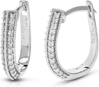 Vir Jewels 1/3 cttw Lab Grown Diamond Hoops Earrings in Sterling Silver With Hidden Post For Women