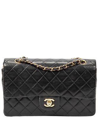 Chanel Black Quilted Lambskin Leather Classic Double Flap (Authentic Pre-Loved)