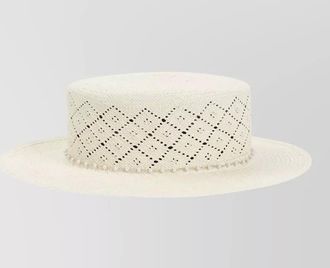 Maison Michel kiki hat wide brim perforated pearls