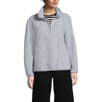 Lands End Half Zip Cozy High Pile Fleece Pullover in Pale Gray at Nordstrom, Size X-Small P