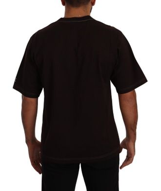 Dolce & Gabbana Mens Bordeaux Cotton L-Amore Print Crewneck T-Shirt
