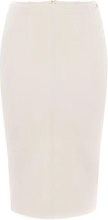 Elisabetta Franchi Gebreide wollen rok - Dames - Midirokken - Grijs - M - Wol - Rokken