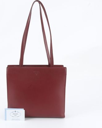 Prada Red Color Wine Leather Handbag Shoulder Bag Tote Bag (Pre-Owned)