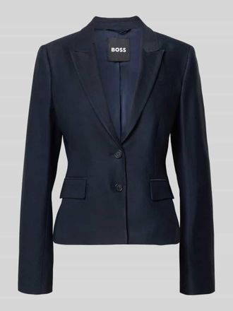 HUGO BOSS Slim Fit Kurzblazer aus Viskose-Lyocell-Mix Modell Jia18 in Marine, Gr&ouml;&szlig;e 34