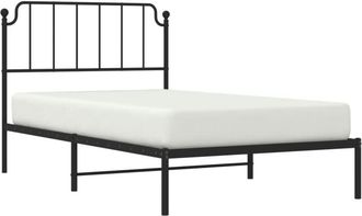 vidaXL Vidaxl - Metal Bed Frame without Mattress with Headboard Black 107x203cm