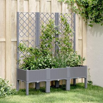 Berkfield Home Garden Planter with Trellis Blue Grey 120x40x142 cm PP | Size: 120 x 40 x 142 cm