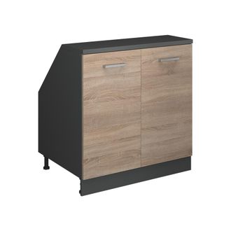 Vicco Armario De Cocina Para Techo Inclinado R-line, Sonoma, 80 Cm Con 2 Puertas, 60 Cm De Profundidad, Vicco
