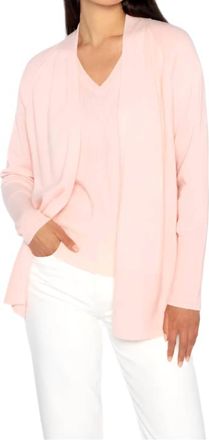 Kinross Cashmere Rib Trim Cardigan In Blush